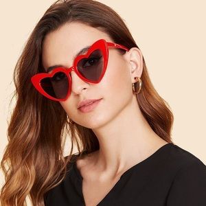 Red Vintage Heart Shaped Sunglasses